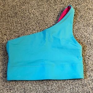 Fabletics Harlow one shoulder reversible bra blue XS